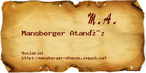 Mansberger Atanáz névjegykártya